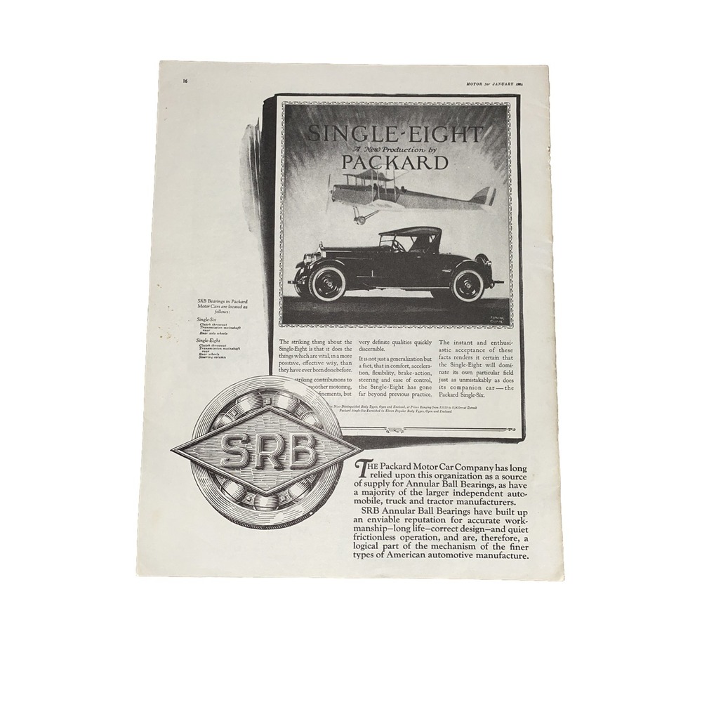 1924 Packard Single Eight Car Print Ad Vintage Automobile Magazine Page